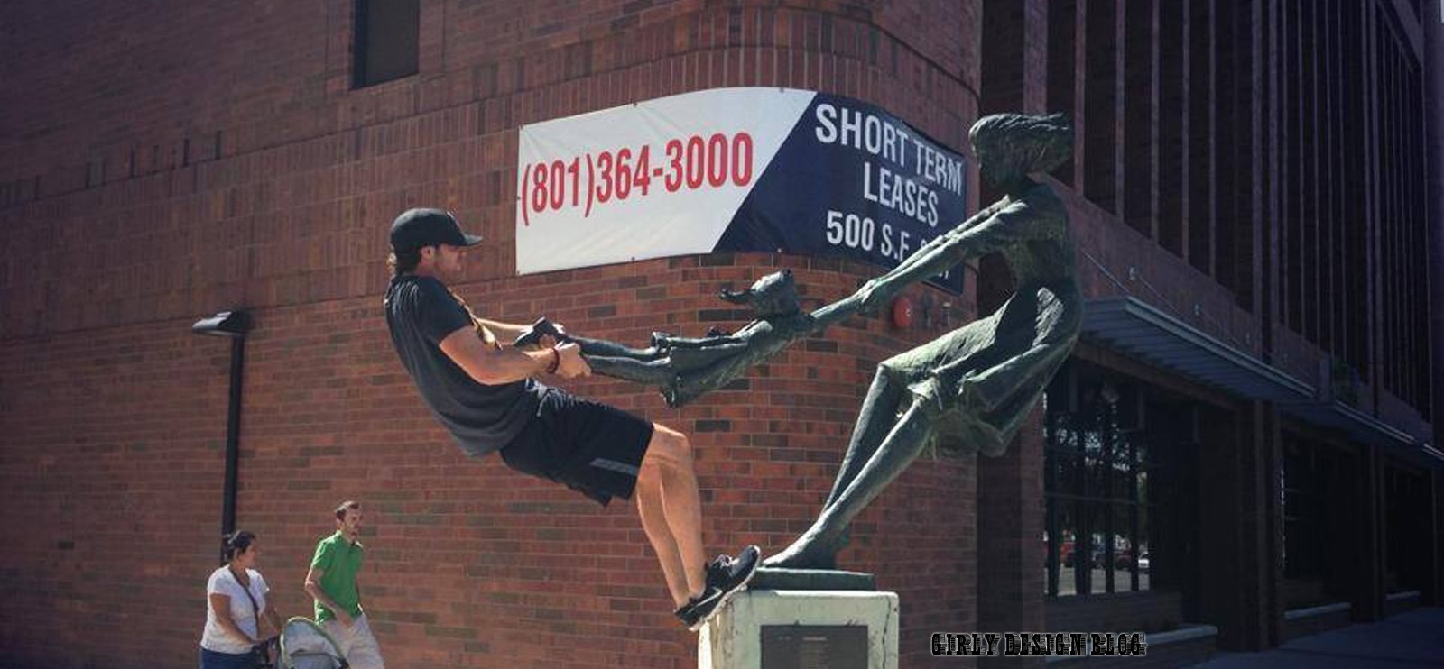 People in Funny Poses with Statues